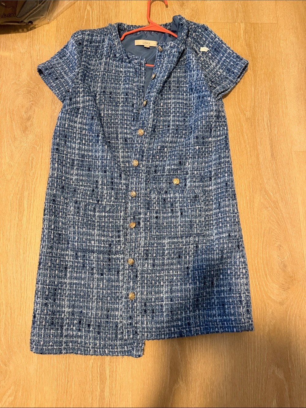 LOFT Blue Tweed Button-FrontDress